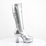 Zilveren plateaulaarzen lakleer 10 cm - jaren 70 boots hippie kinky disco - plateau laklaarzen