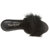 Zwart 10 cm CLASSIQUE-01F dames slippers met maraboe veren