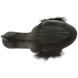 Zwart 10 cm CLASSIQUE-01F dames slippers met maraboe veren