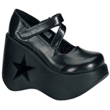 Zwart 13,5 cm DYNAMITE-03 lolita wedge schoenen met sleehak