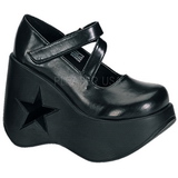 Zwart 13 cm DYNAMITE-03 lolita wedge schoenen met sleehak