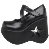 Zwart 13 cm DYNAMITE-03 lolita wedge schoenen met sleehak