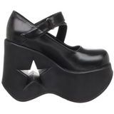 Zwart 13 cm DYNAMITE-03 lolita wedge schoenen met sleehak