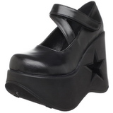 Zwart 13 cm DYNAMITE-03 lolita wedge schoenen met sleehak