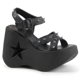 Zwart 13 cm DemoniaCult DYNAMITE-02 lolita sandalen wedge sandalen sleehak