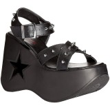 Zwart 13 cm DemoniaCult DYNAMITE-02 lolita sandalen wedge sandalen sleehak