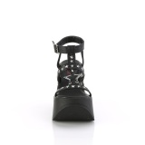 Zwart 13 cm DemoniaCult DYNAMITE-12 emo sandalen wedge sandalen sleehak