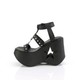 Zwart 13 cm DemoniaCult DYNAMITE-12 emo sandalen wedge sandalen sleehak