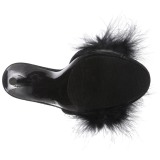 Zwart 13 cm POISE-501F maraboe veren Mules Schoenen