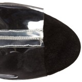 Zwart 15 cm DELIGHT-1017TF dames enkellaarsjes met franjes