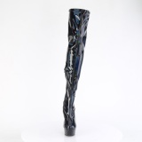 Zwart 15 cm DELIGHT-3000HWR Hologram pole dance overknee laarzen met hak