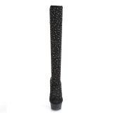 Zwart 15 cm DELIGHT-30022 Gebreide stof pole dance overknee laarzen