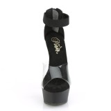 Zwart 15 cm DELIGHT-624 pleaser hoge hakken met brede enkelband