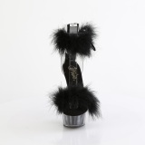 Zwart 15 cm DELIGHT-624F pole dance hakken met veren