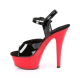 Zwart 15 cm Pleaser KISS-209 Rood Plateau Hoge Hakken