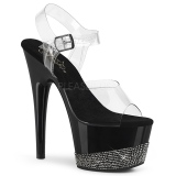 Zwart 18 cm ADORE-708-3 glitter plateau schoenen met hakken
