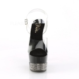 Zwart 18 cm ADORE-708-3 glitter plateau schoenen met hakken