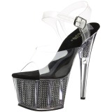 Zwart 18 cm ADORE-708SRS Sandalen met Strass Plateau