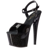 Zwart 18 cm ADORE-709MG glitter plateau hoge hakken