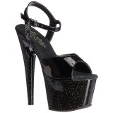 Zwart 18 cm ADORE-709MG glitter plateau hoge hakken