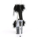 Zwart 18 cm ADORE-724F pole dance hakken met veren