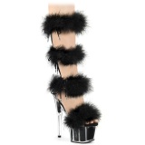 Zwart 18 cm ADORE-728F pole dance hakken met veren