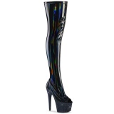 Zwart 18 cm BEJ-3011-7 Hologram pole dance overknee laklaarzen