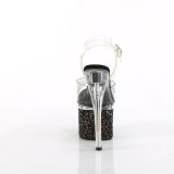 Zwart 18 cm ESTEEM-708LG glitter plateau schoenen met hakken
