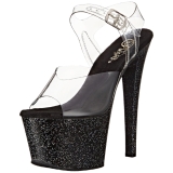 Zwart 18 cm Pleaser SKY-308MG glitter schoenen met hakken