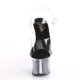 Zwart 18 cm SKY-308GF glitter plateau sandalen met hak