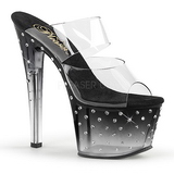 Zwart 18 cm STARDUST-702T Strass steentjes plateau slippers dames