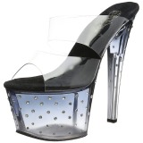 Zwart 18 cm STARDUST-702T Strass steentjes plateau slippers dames