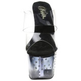 Zwart 18 cm STARDUST-702T Strass steentjes plateau slippers dames