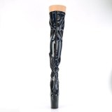 Zwart 20 cm FLAMINGO-3000HWR Hologram pole dance overknee laarzen met hak