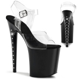 Zwart 20 cm FLAMINGO-808LS plateau hakken met strass steentjes