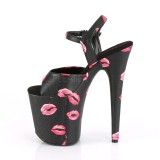 Zwart 20 cm FLAMINGO-809KISSES pleaser hoge hakken met plateau