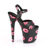 Zwart 20 cm FLAMINGO-809KISSES pleaser hoge hakken met plateau