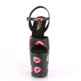 Zwart 20 cm FLAMINGO-809KISSES pleaser hoge hakken met plateau