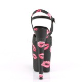 Zwart 20 cm FLAMINGO-809KISSES pleaser hoge hakken met plateau