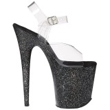 Zwart 20 cm Pleaser FLAMINGO-808MG glitter schoenen met hakken