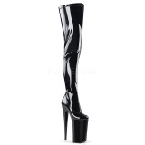 Zwart 25 cm BEYOND-4000 overknee laarzen met plateauzool