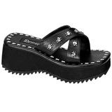 Zwart 6,5 cm FLIP-05 Plateau Gothic Slippers Dames