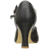 Zwart 7,5 cm retro vintage FLAPPER-11 Pinup pumps met lage hak