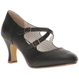 Zwart 7,5 cm retro vintage FLAPPER-35 pinup pumps met hoge hakken