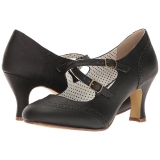 Zwart 7,5 cm retro vintage FLAPPER-35 pinup pumps met hoge hakken