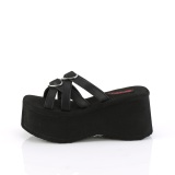 Zwart 9 cm DemoniaCult FUNN-15 emo gothic platform mules