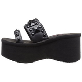 Zwart 9 cm FUNN-18 Plateau Gothic Slippers Dames