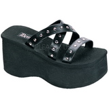 Zwart 9 cm FUNN-19 Plateau Gothic Slippers Dames