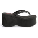 Zwart 9 cm FUNN-33 Plateau Gothic Slippers Dames