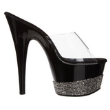 Zwart Briljant 18 cm Pleaser ADORE-701-3 Plateau Mules Hoge Hakken